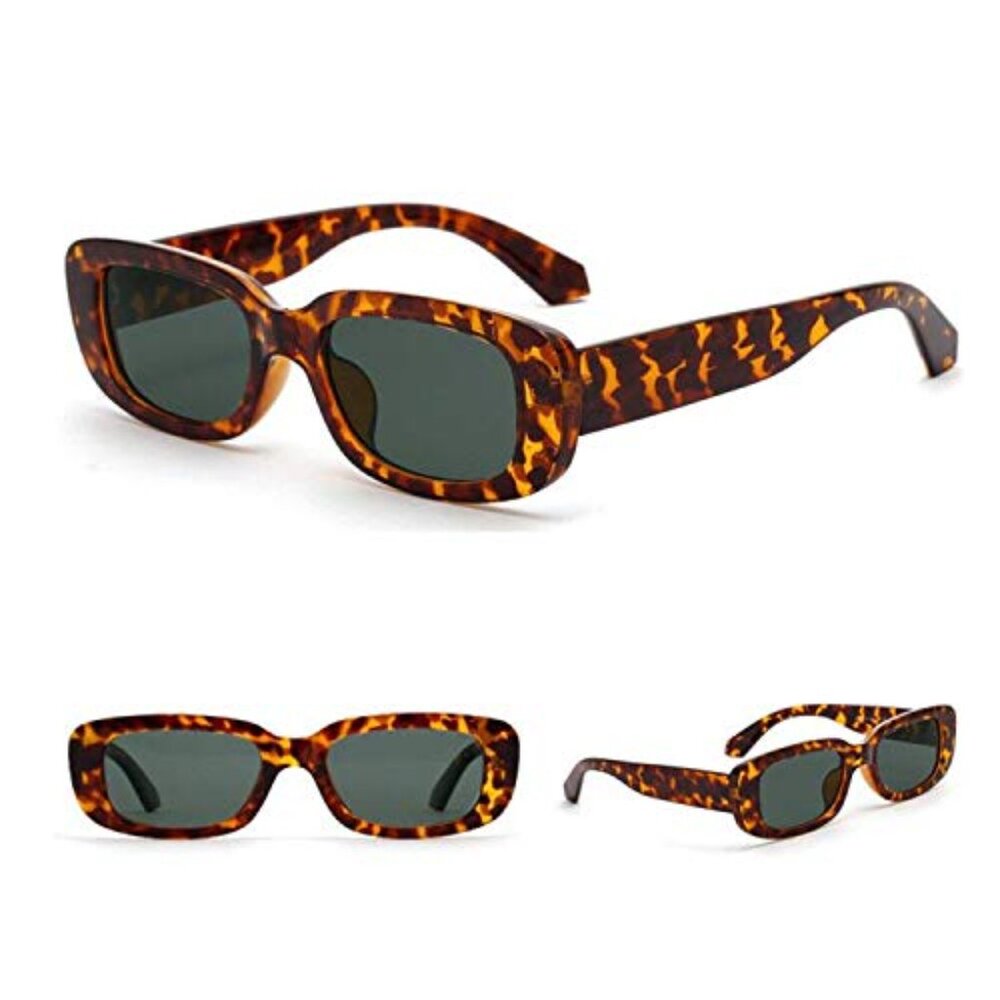 Retro 90s Rectangle Sunglasses UV400 Unisex Fashion Eyewear - Picture 6 of 8